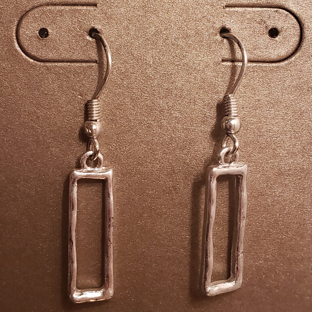 Rustic Rectangle Dangle Earrings